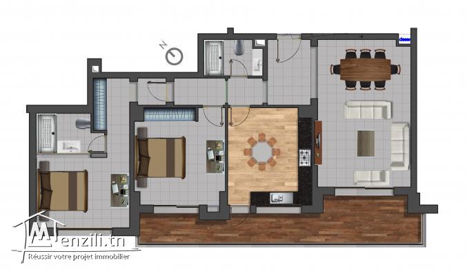 Appartement S+2 de 161 m² en plein corniche de sousse