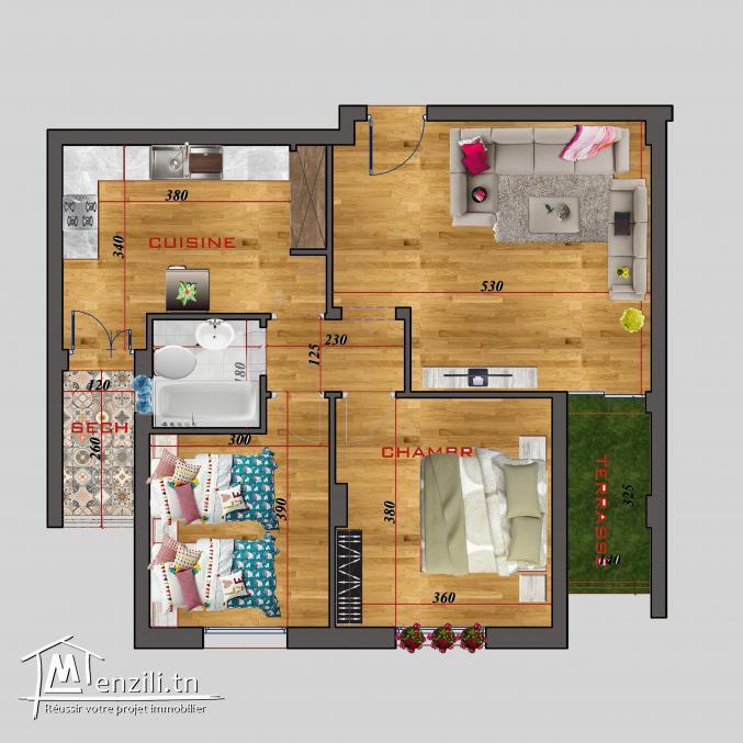 Appartement S+2 de 106 m² à la cité olympique Sousse