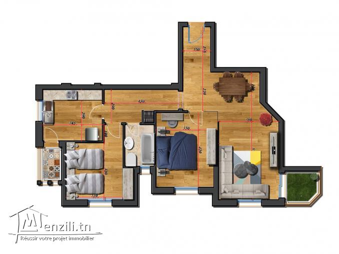 Appartement S+2 de 130 m² à la cité olympique Sousse