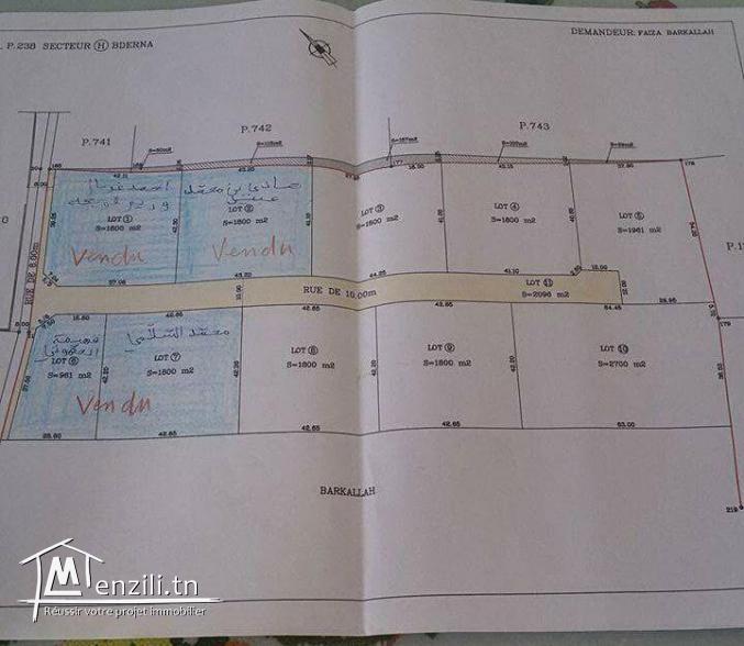 Lots terrains route mahdia
