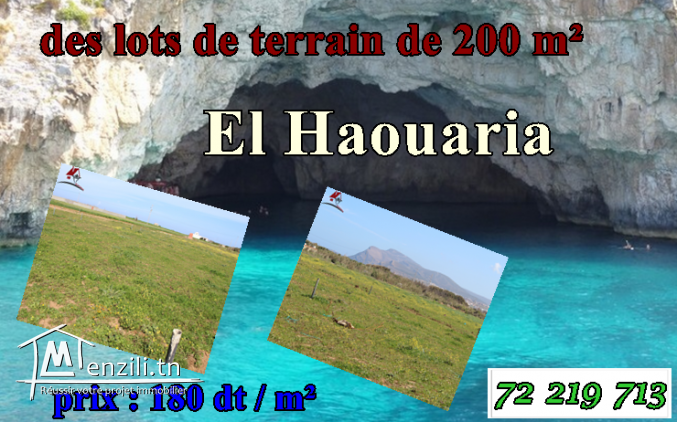 des lots de terrain de 200 m² à El Haouaria