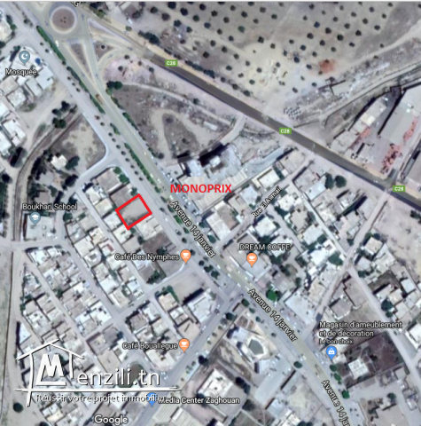 Terrain 445M2 bien situé cité des Nymphes face Monoprix sur route Tunis-Zaghouan