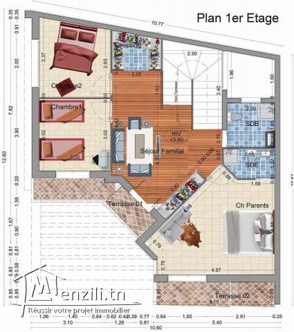 un superbe duplex a cité kelibia (hey merdes