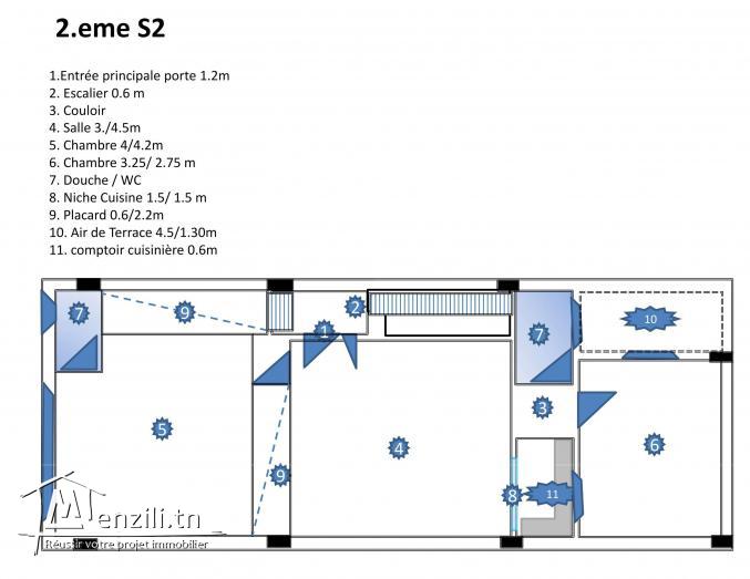 petit Appartement S2 au centre commercial de korba ville