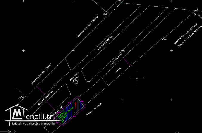A vendre un terrain de 316 m² à Bizerte Citée  el jala