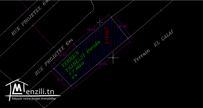 A vendre un terrain de 316 m² à Bizerte Citée  el jala