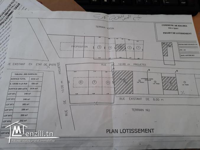 terrain zone calme cité kelibia prés salle de fetes amira