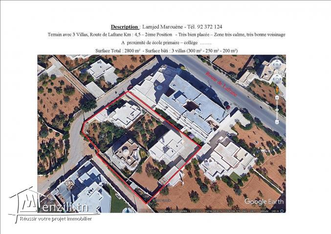 Terrain avec 3 villas route à Sfax