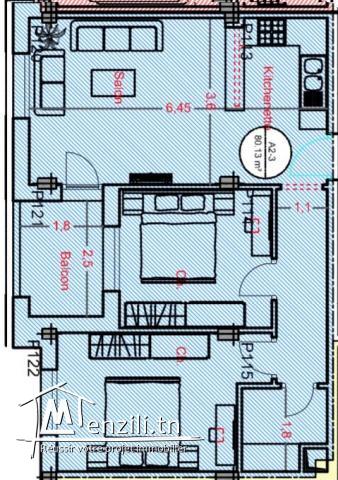 s+2 dans une résidence gardée avec piscine