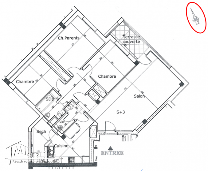 A louer un appartement S+3 neuf jamais habité 146m2 a La Manouba+ Parking ss Sol