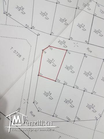 ارض صالحة للبناء بسوسة أكودة  مساحتها 298 م مربع