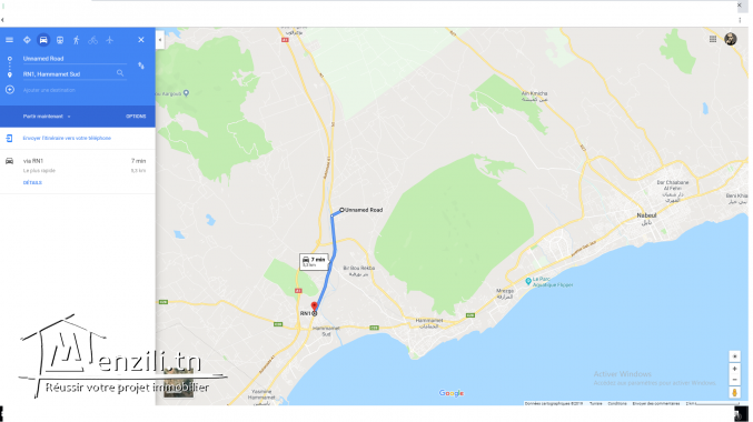 (1000m2) الحمامات أرض للبيع صالحة للبناء فرصة