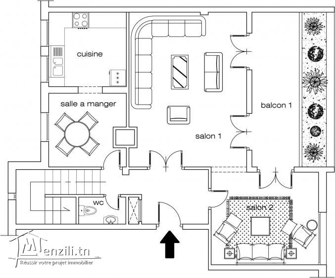 a vendre duplex sis cité khadra au 3 éme étage