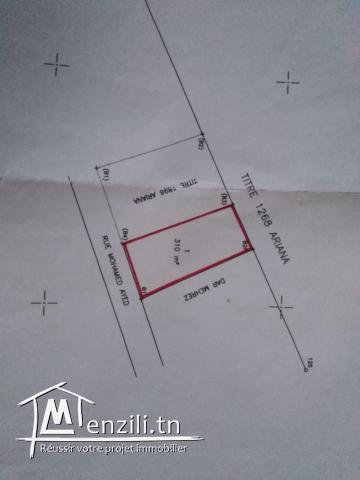 A vendre terrain 310m2 a cité ennassim ariana