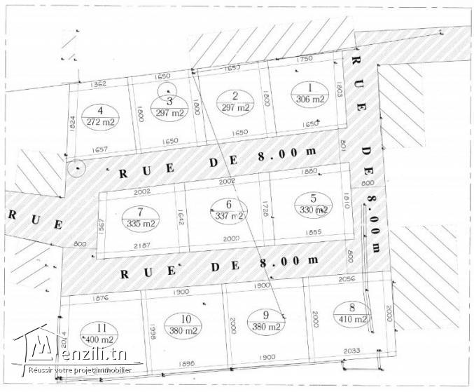 10 lots de terrain a sidi ahmed zarroug de 272 m² à 410 m²