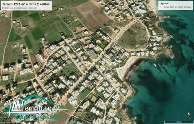 VT407:Terrain d'habitation 1271 m² à el fatha 2 kelibia