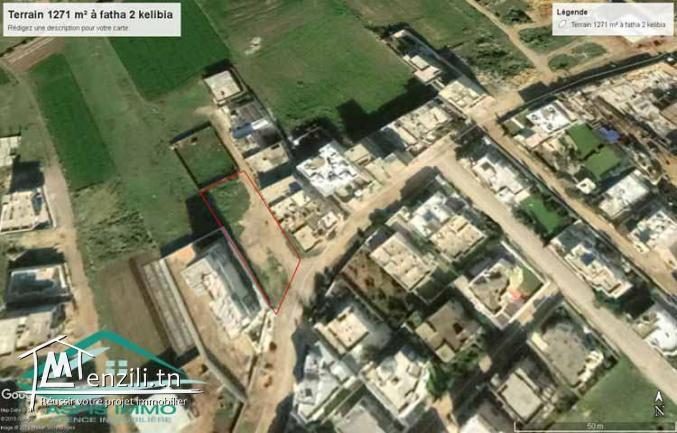 VT407:Terrain d'habitation 1271 m² à el fatha 2 kelibia