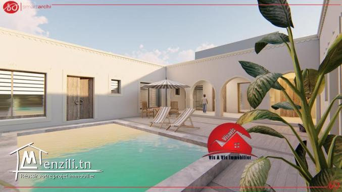 Vente maison djerbienne avec piscine - Houch typique