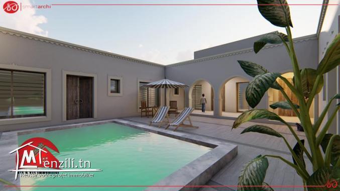 Vente maison djerbienne avec piscine - Houch typique