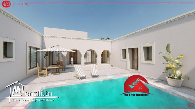 Vente maison djerbienne avec piscine - Houch typique