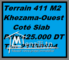 Terrain 411 m2 Khezama-Ouest Prés du Siab