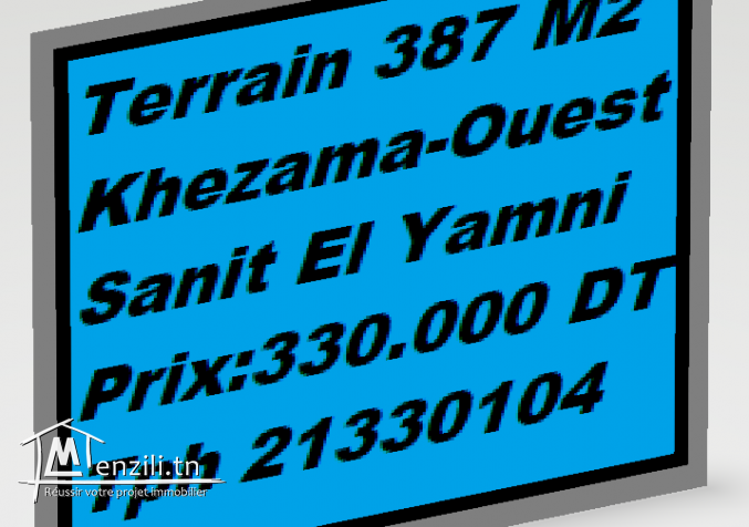 Terrain 387 M2 Khezama-Ouest