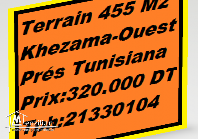 Terrain 455 m2 Khezama-Ouest Prés Carrefour Market