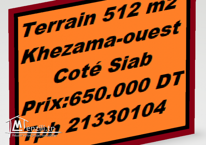 Terrain Isolé 512 m2 Khezama-Ouest Pres du Siab