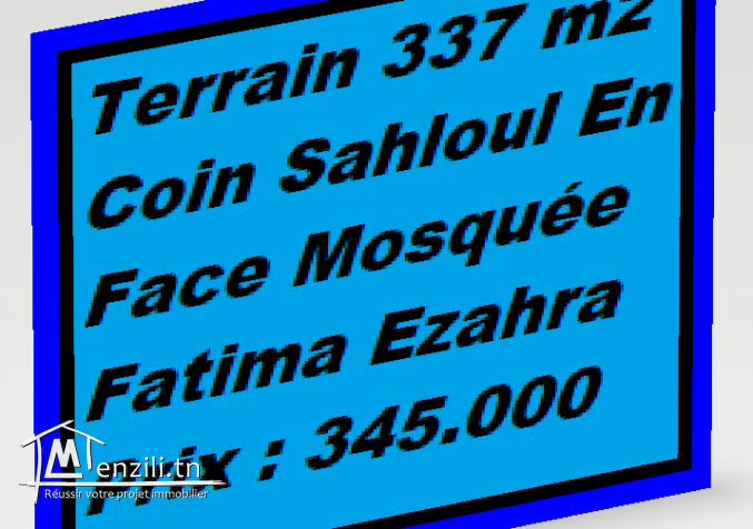 Lot De Coin 337 m2 A Sahloul En Face Mosuée Fatima-Ezzahra