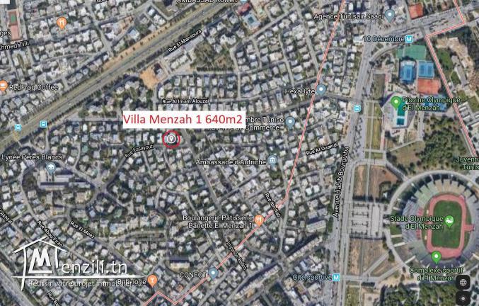  Villa 640m2 de terrain Menzah 1
