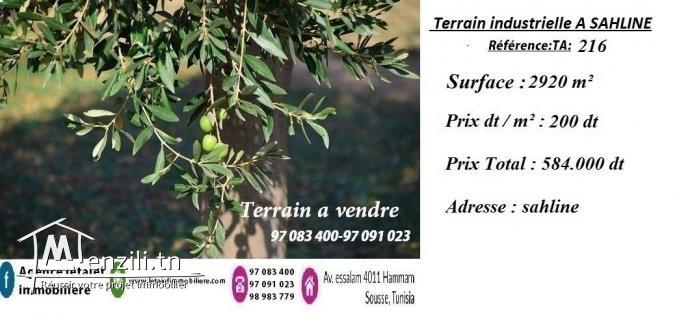 VENTE  TERRAIN  INDISTRUIELLE  A SAHLINE