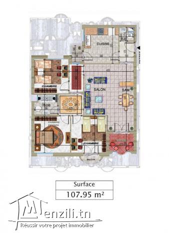 Appartement  S+3 haut standing au BARDO