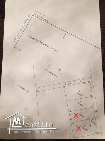 Deux lots de terrain à l'entrée de Kalaa Sghira