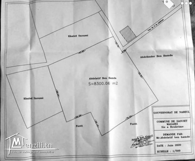 terrain de 8300 m2 a vendre a El Hawaria