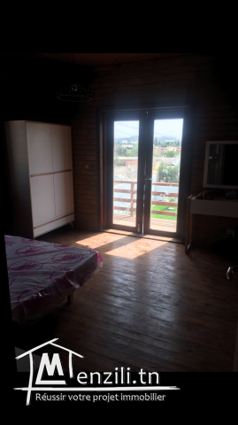 Chalet en bois avec piscine