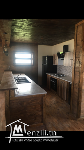 Chalet en bois avec piscine