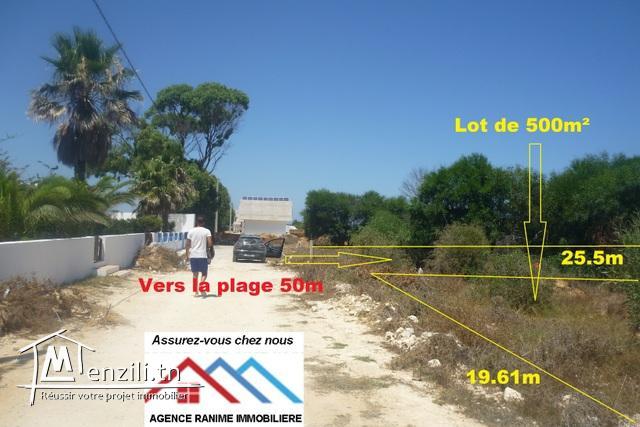 Lot de 500m2 a la plage de kerekouane