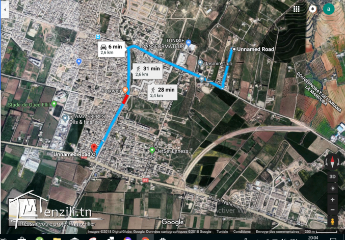 Terrain à usage d’habitation à Oued Ellil