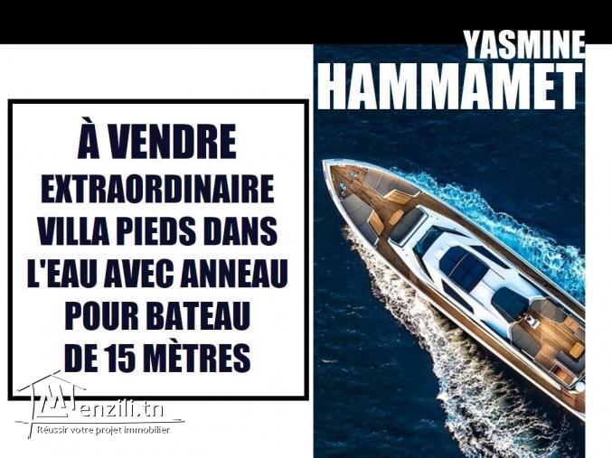 Hammamet villa de rêve pied dans l’eau avec anneau pour bateaux