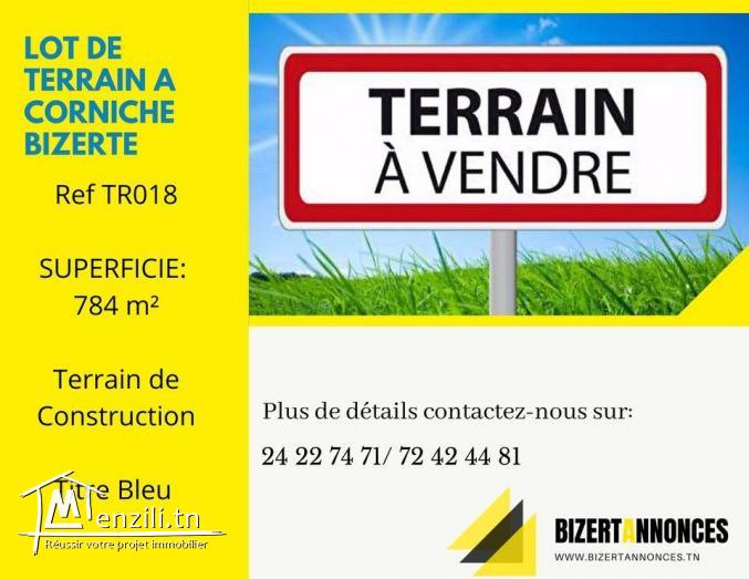 A Vendre Un Lot de terrain à Corniche Bizerte