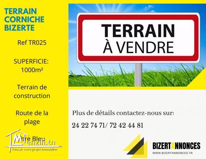 A vendre lot de terrain à construire à Karnich Bizerte dans un excellent emplacement.