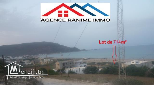 Terrain de 714m2 pieds ds l’eau a el haouaria cap bon