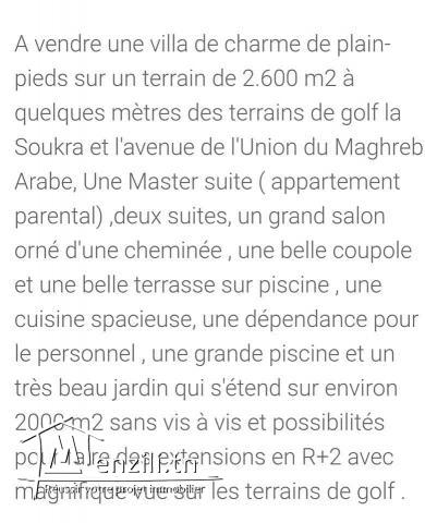 Villa 2600m2 à La Soukra chez particulier