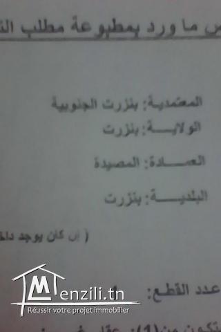 Vente un terrain a Bizerte