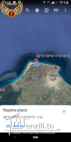 vendre un terrain sidi mansour kélibia vue sur la mer