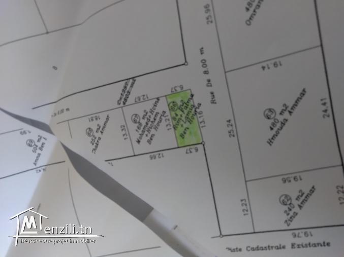Terrain  de 84 m2 entre Hammam Ghuezaz et kélibia