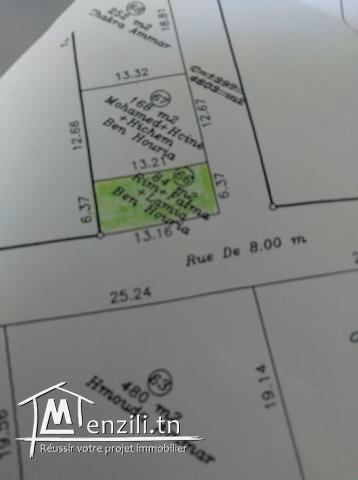 Terrain  de 84 m2 entre Hammam Ghuezaz et kélibia