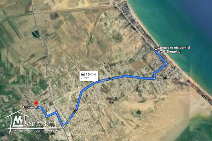 Terrain nu 978 m2 Rue Moncef Bey Raoued Cite Chaker