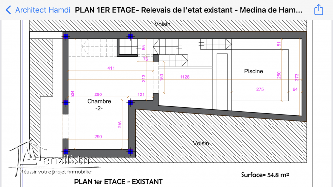 Maison en renovation à la Medina de hammamet avec piscine à débordement et vu sur mer