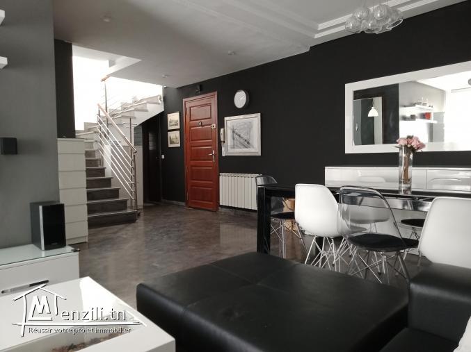 Duplex S+3 meublé avec terrasse et jardinière.